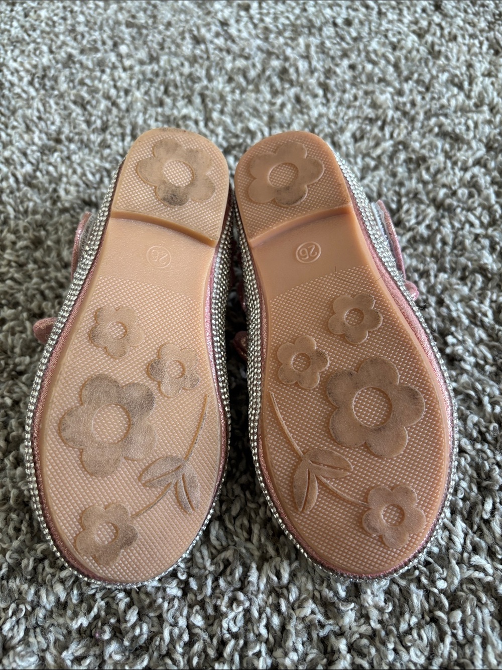 Amazon Girls' Pink Glitter Bow Rhinestone Dress Flats - Picture 7 of 7
